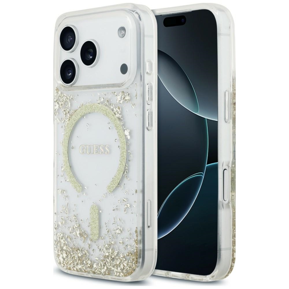 OUTLET: Etui Guess Resin Bottom Glitter do iPhone 18 Pro / 17 Pro do MagSafe, złote