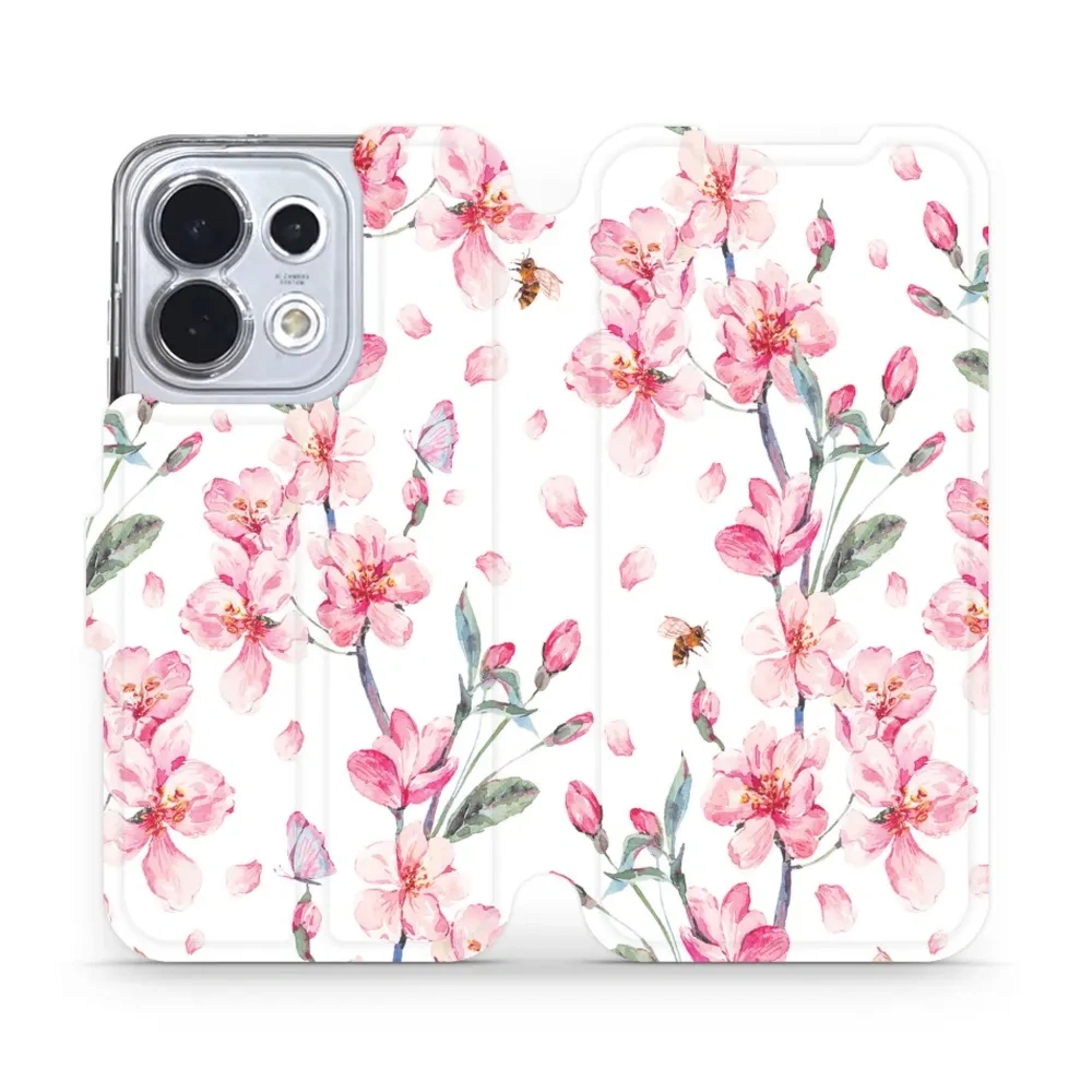 Etui z klapką do Oppo Reno16 5G, Mobiwear Book, różowa wiosna