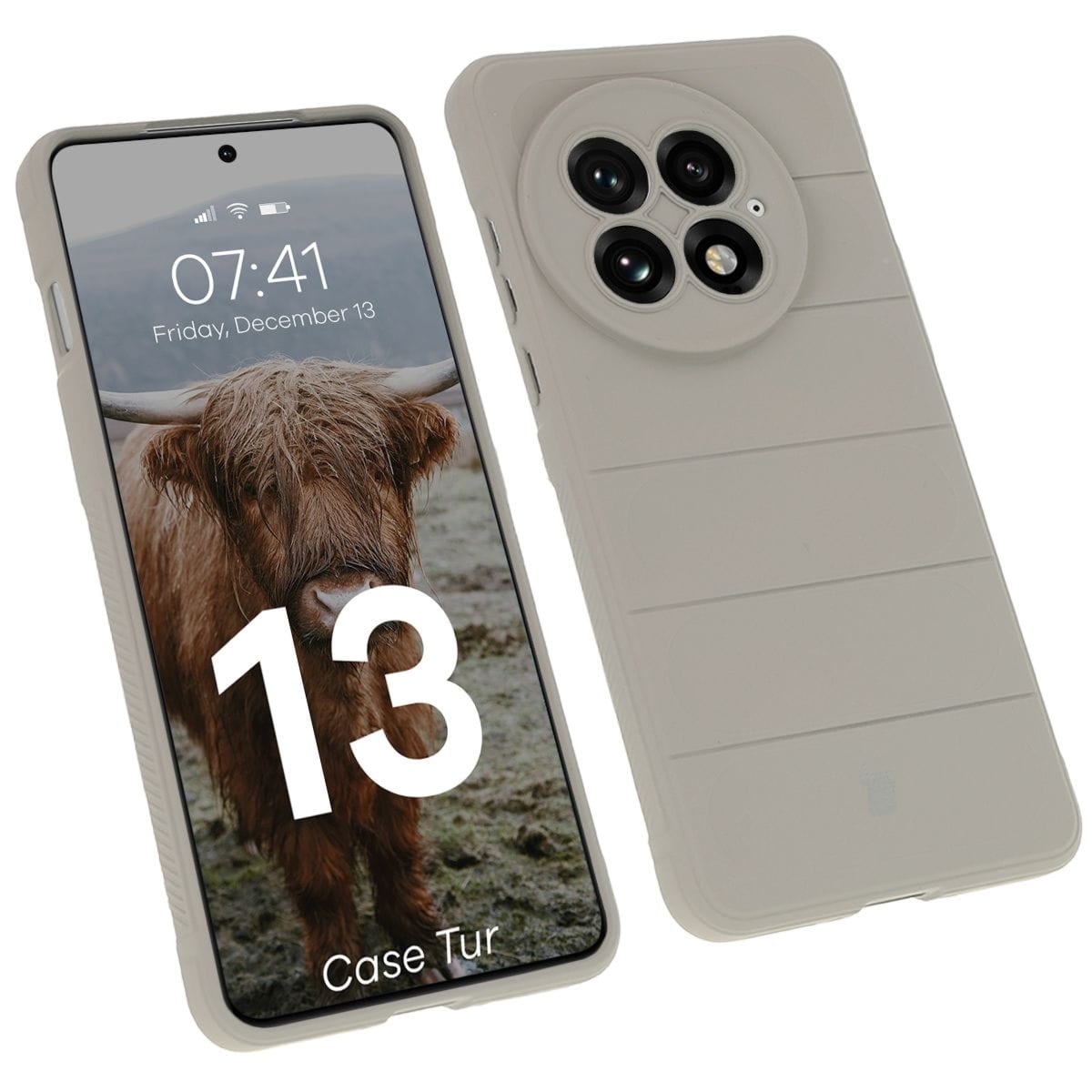 Pancerne etui Bizon Case Tur do OnePlus 13, jasnoszare