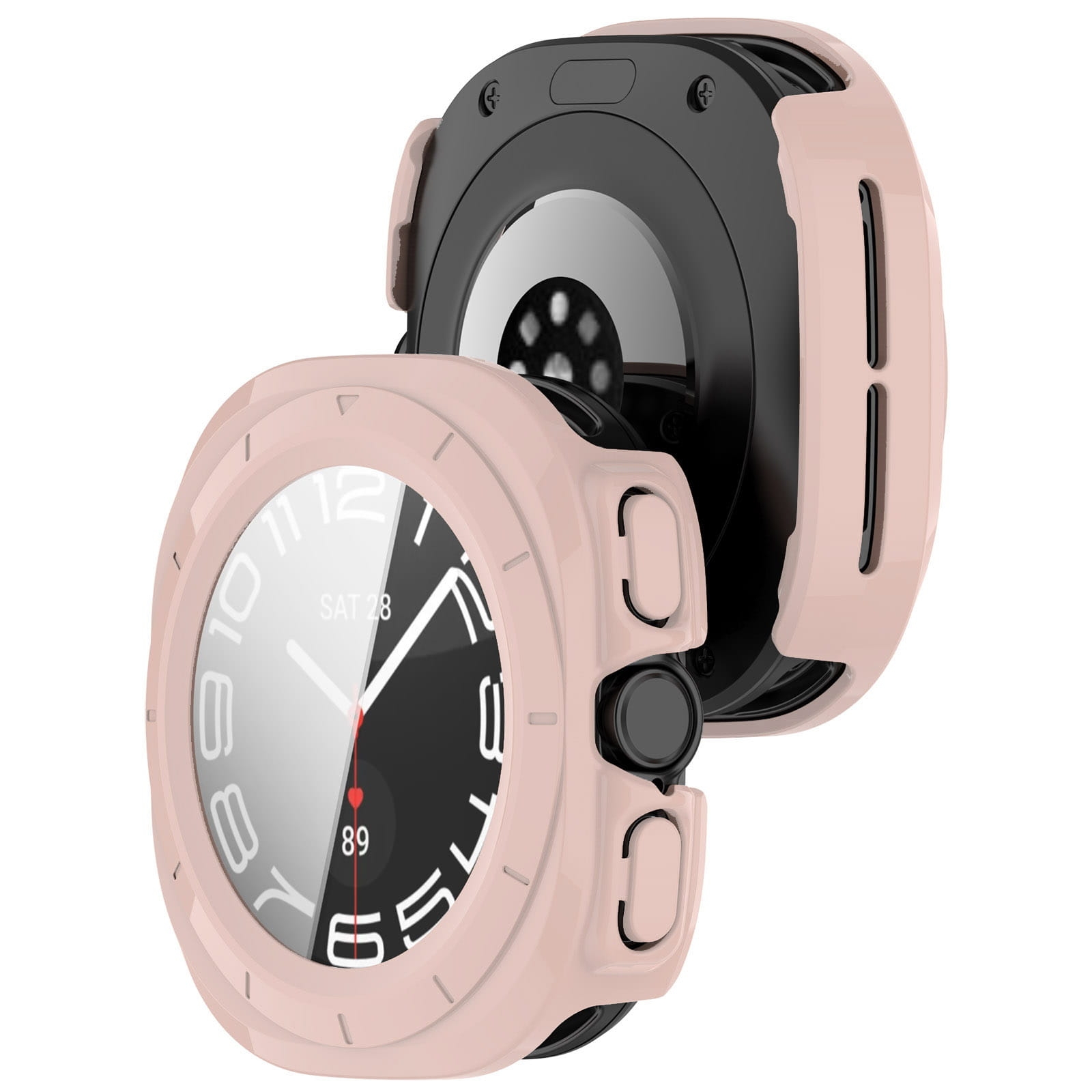Image of Etui ze szkłem do zegarka Bizon Case+Glass Watch do Galaxy Watch Ultra 47 mm, różowe