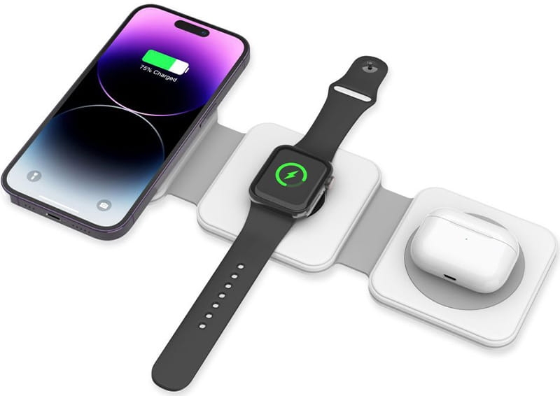 Image of OUTLET: Ładowarka indukcyjna Tech-Protect, A24 3w1 Magnetic Wireless Charger 15W MagSafe, biała