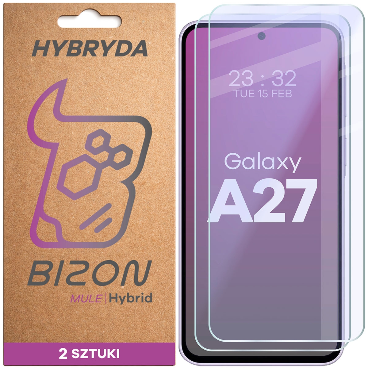Elastyczne szkło hybrydowe Bizon Hybrid Mule Duo do Galaxy A27 5G, 2 sztuki