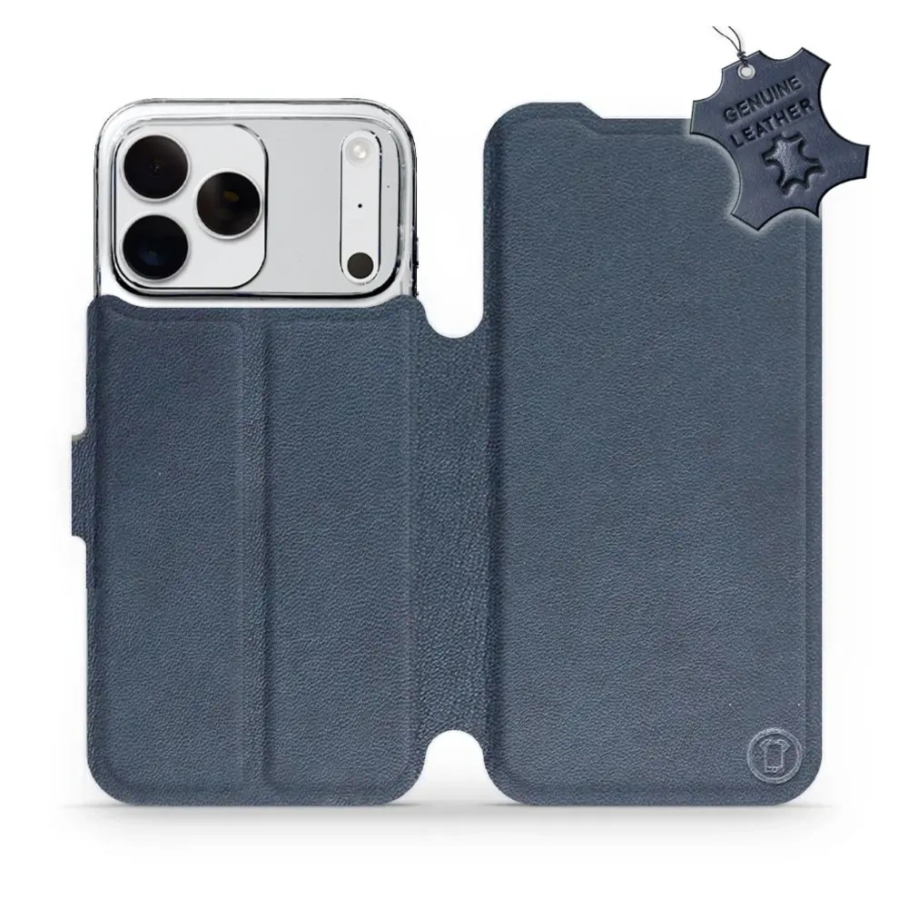 Etui z naturalnej skóry do iPhone 18 Pro Max, Mobiwear Leather, granatowe