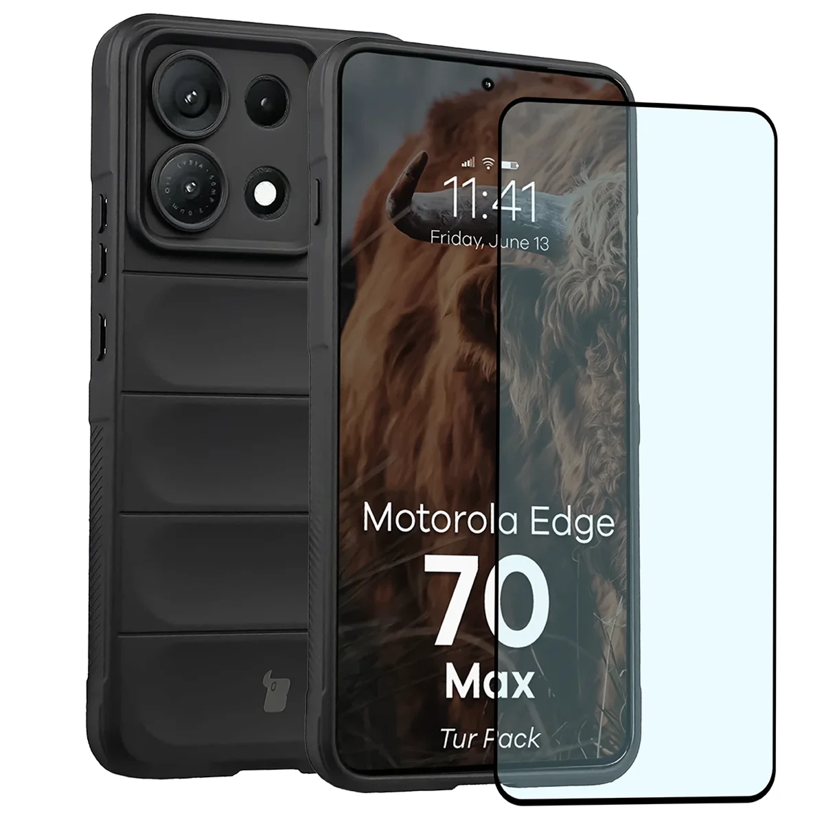 Pancerne etui + szkło hartowane Bizon Tur Pack do Motorola Edge 70 Max, czarne