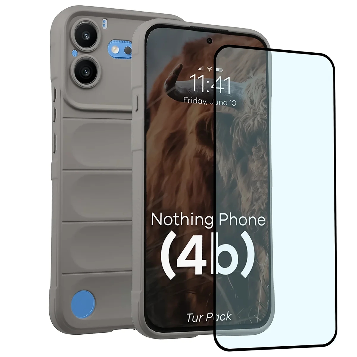 Pancerne etui + szkło hartowane Bizon Tur Pack do Nothing Phone (4b), jasnoszare