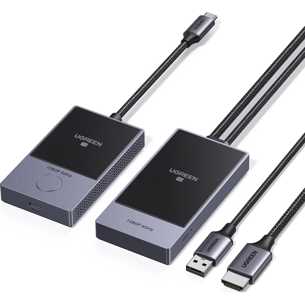 Image of Transmiter HDMI, bezprzewodowy nadajnik / odbiornik UGREEN CM737, 1080p 60Hz, czarno-srebrny