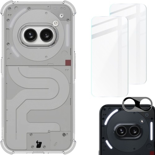 Image of Etui + 2x szkło + obiektyw Bizon Case Clear Pack do Nothing Phone (2a), przezroczyste