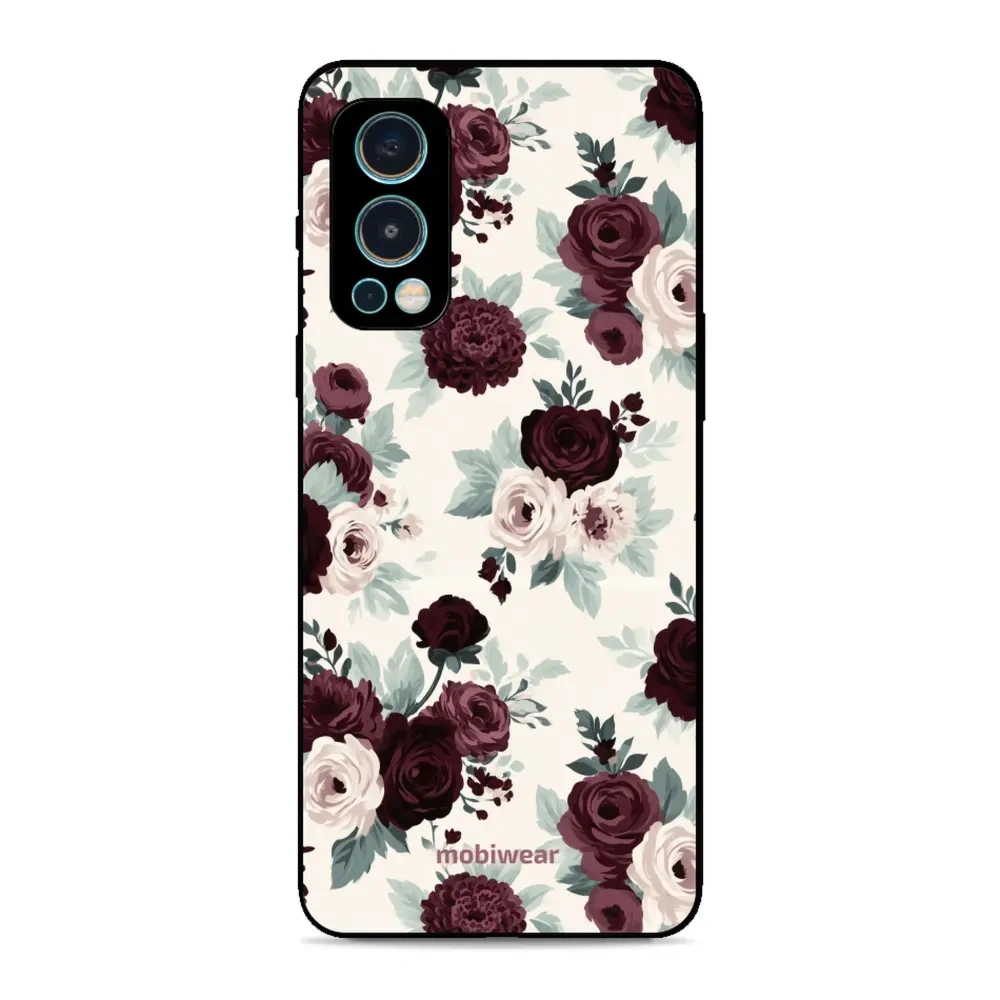 Etui ochronne do OnePlus Nord 2 5G, Mobiwear Glossy Case, róże z szałwią na kremie