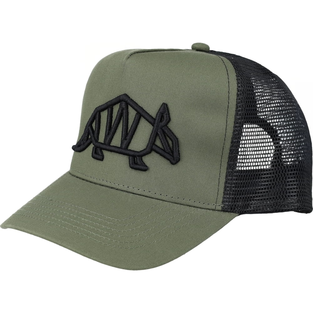 Czapka z daszkiem i siatką Snapback Trucker z logo Pancernik.eu, zielono-czarna ze czarnym naszyciem