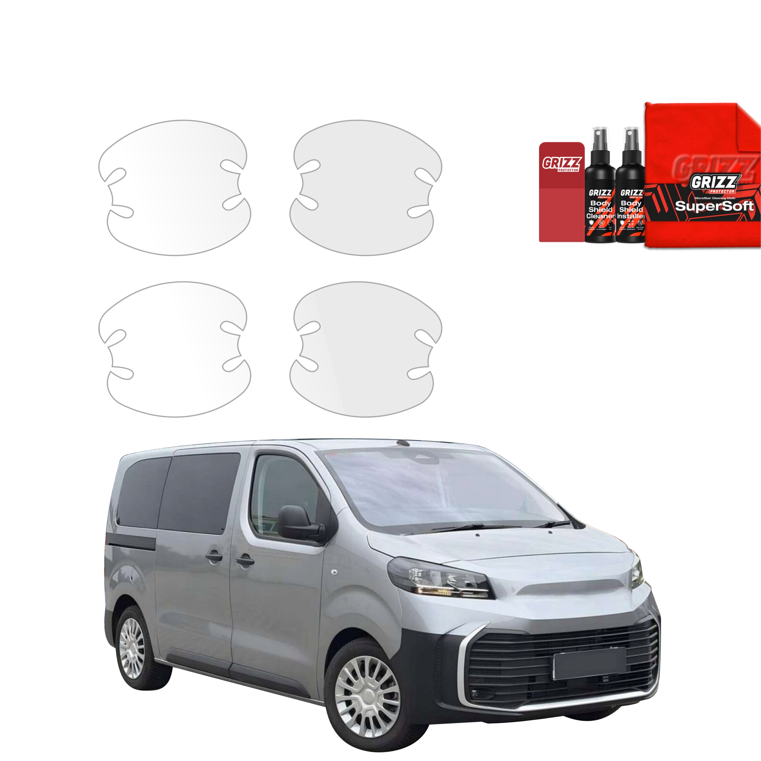 4w1 Bezbarwna folia ochronna Grizz Protector pod klamki Toyota Proace Verso Long (2016-2026)