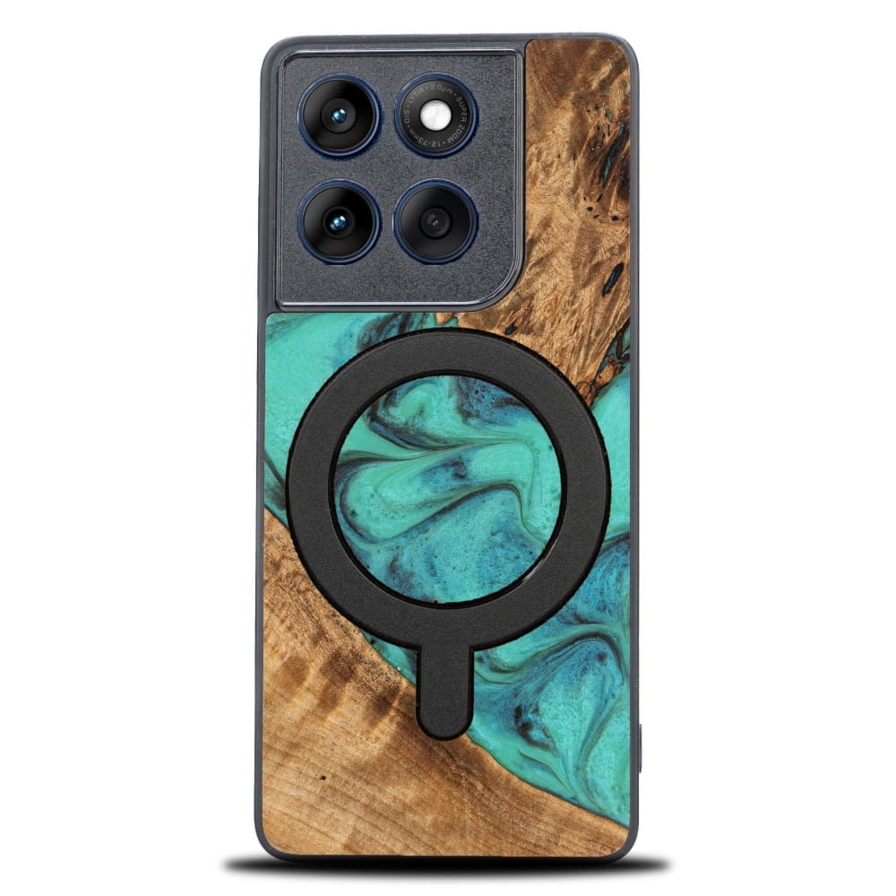 Drewniane etui do Motorola Edge 60 Fusion / Motorola Edge 60, Bewood Unique Turquoise do MagSafe