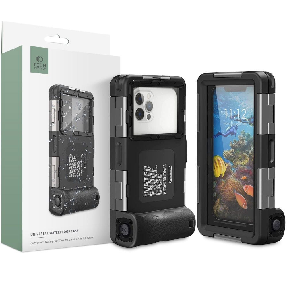 OUTLET: Etui wodoodporne Tech Protect IPX8 Universal Diving Waterproof Case do telefonu maks. 6,7″, czarne