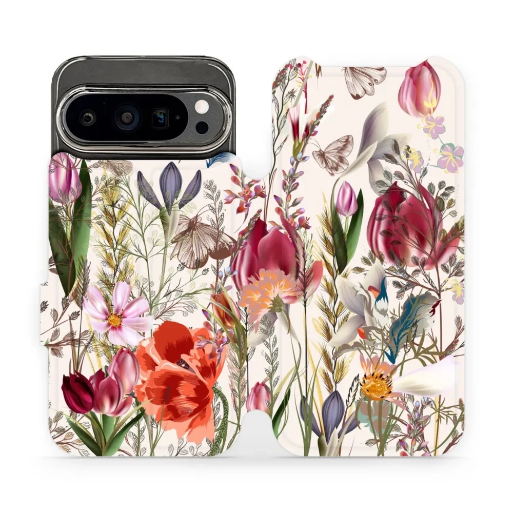 Etui z klapką do Google Pixel 9 Pro, Mobiwear Book, bukiet kwiatów