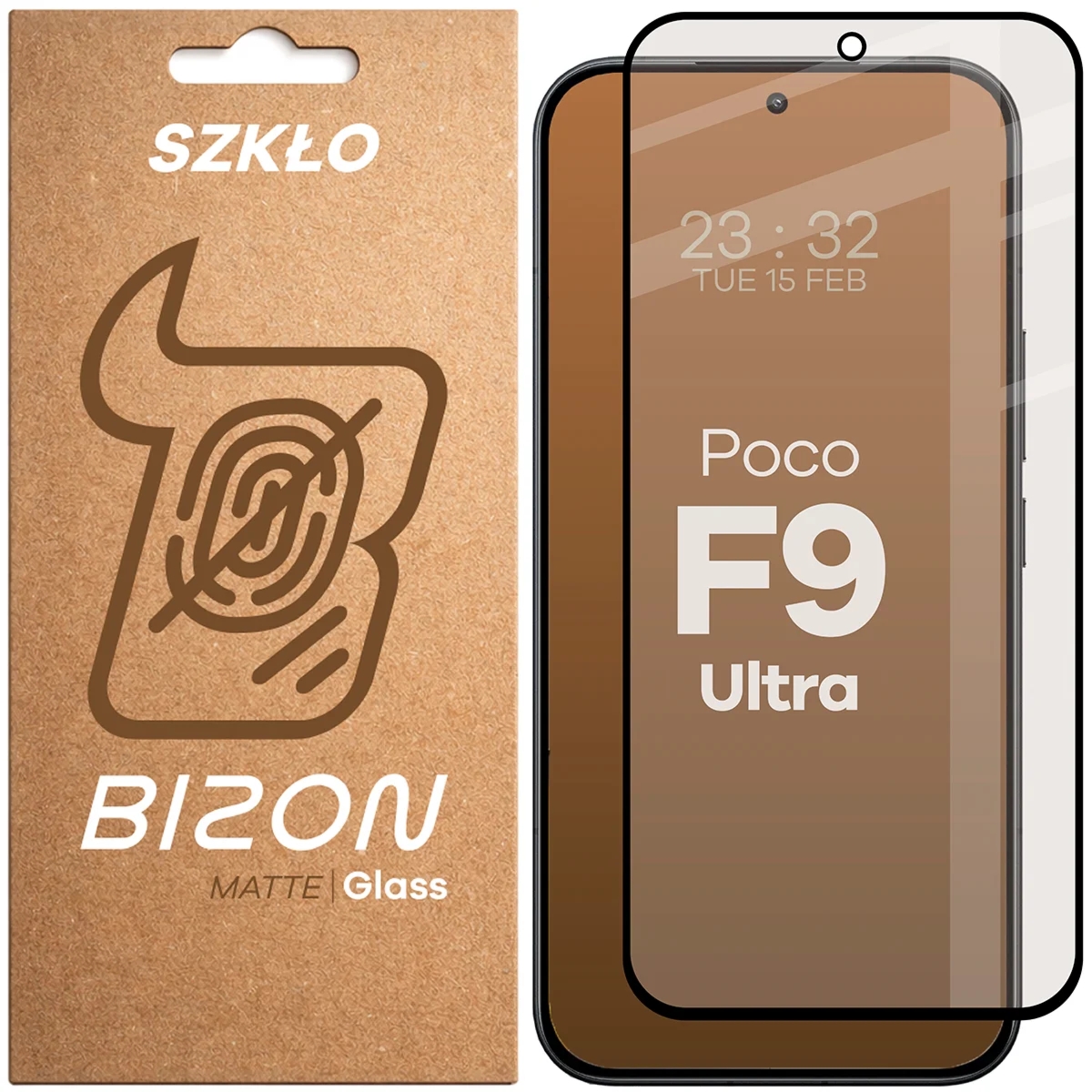 Matowe szkło hartowane Bizon Glass Matte do Xiaomi POCO F9 Ultra, czarna ramka