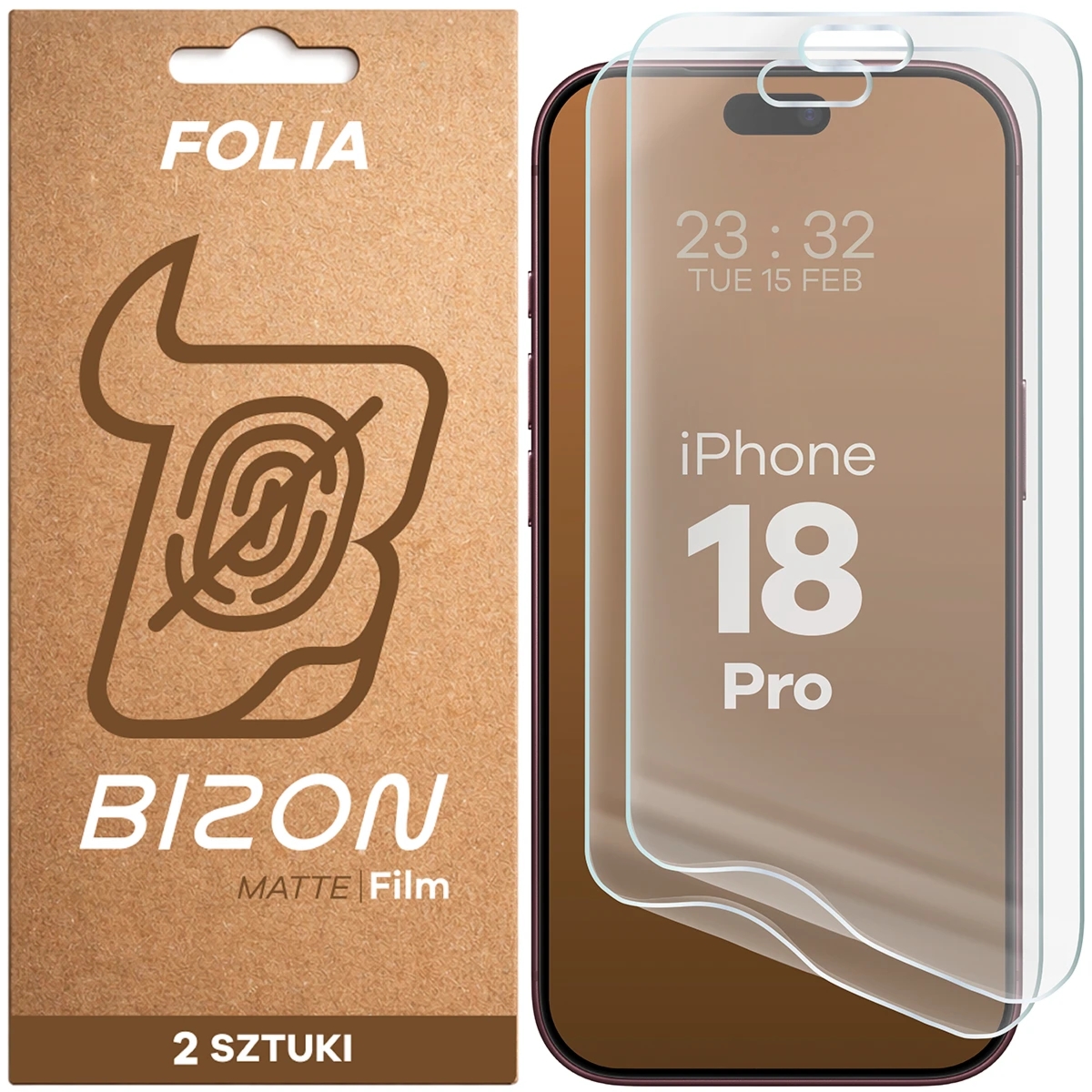 Folia matowa Bizon Film Matte Duo do iPhone 18 Pro, 2 sztuki