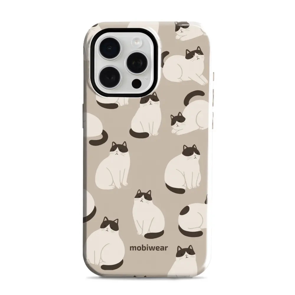 Etui ochronne do iPhone 15 Pro Max, Mobiwear Elite Pro, kawa miau