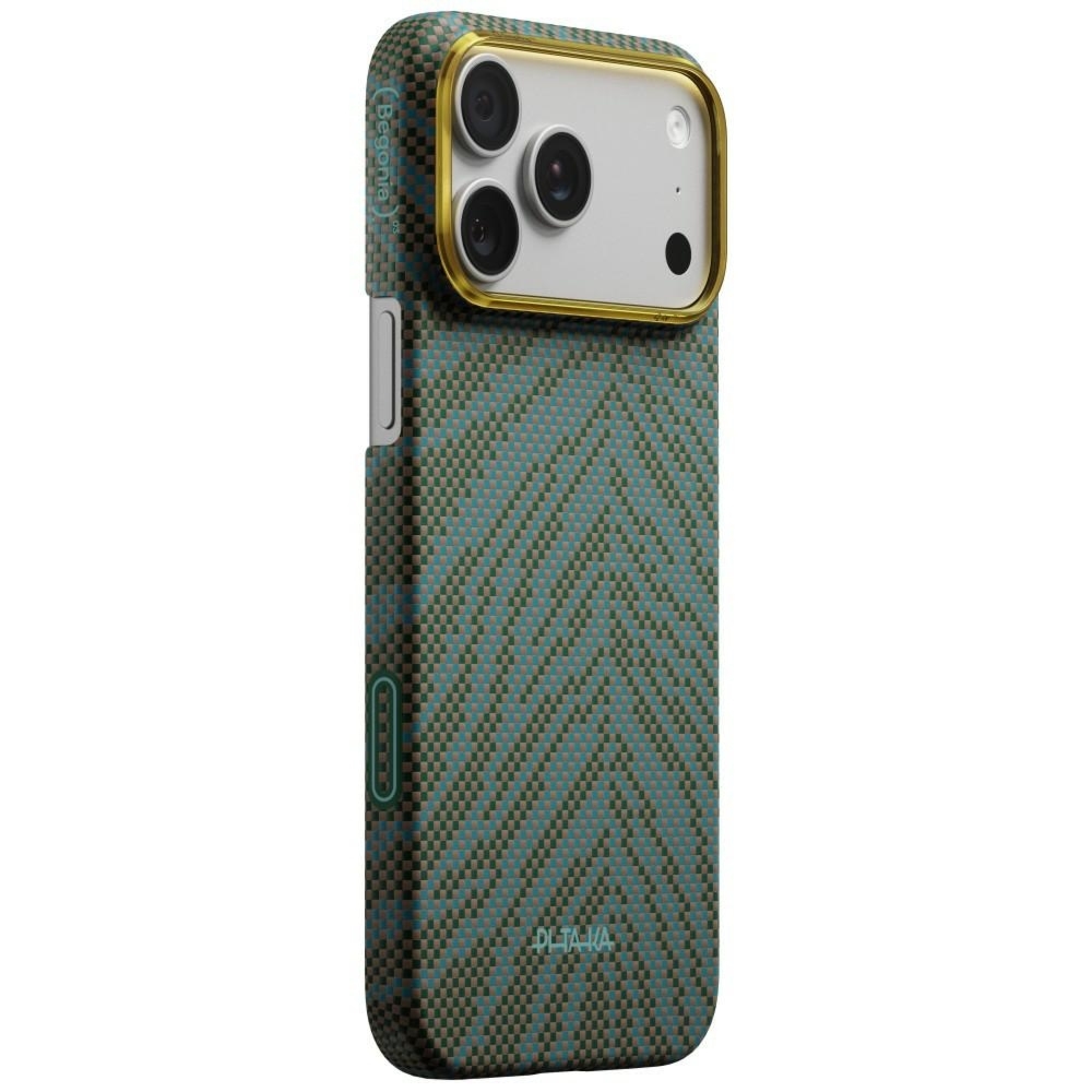 Etui aramidowe Pitaka Edge Ultra-Slim Case PitaTap do MagSafe, do iPhone 17 Pro Max, brązowo-zielone z wzorem