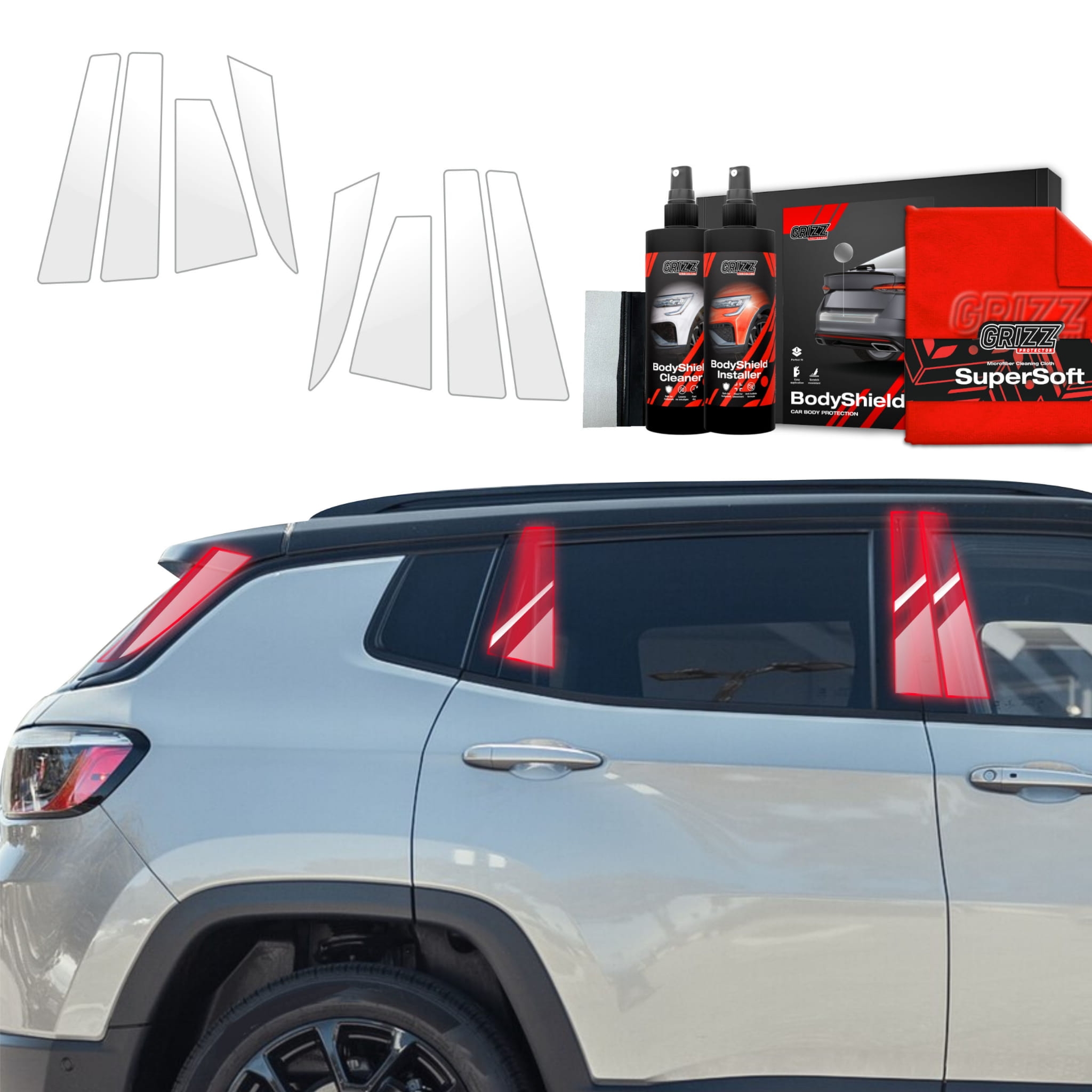 8w1 Folia ochronna na słupki Grizz Protector do Jeep Compass (2020-2024)