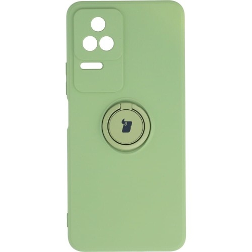 Image of Etui Bizon Case Silicone Ring Sq do Xiaomi Poco F4, jasnozielone