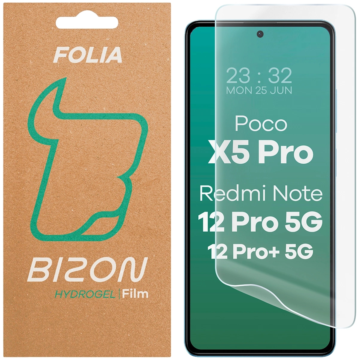 Folia hydrożelowa na ekran Bizon Film Hydrogel Front do Xiaomi POCO X5 Pro / Redmi Note 12 Pro 5G / 12 Pro Plus 5G, 1 sztuka