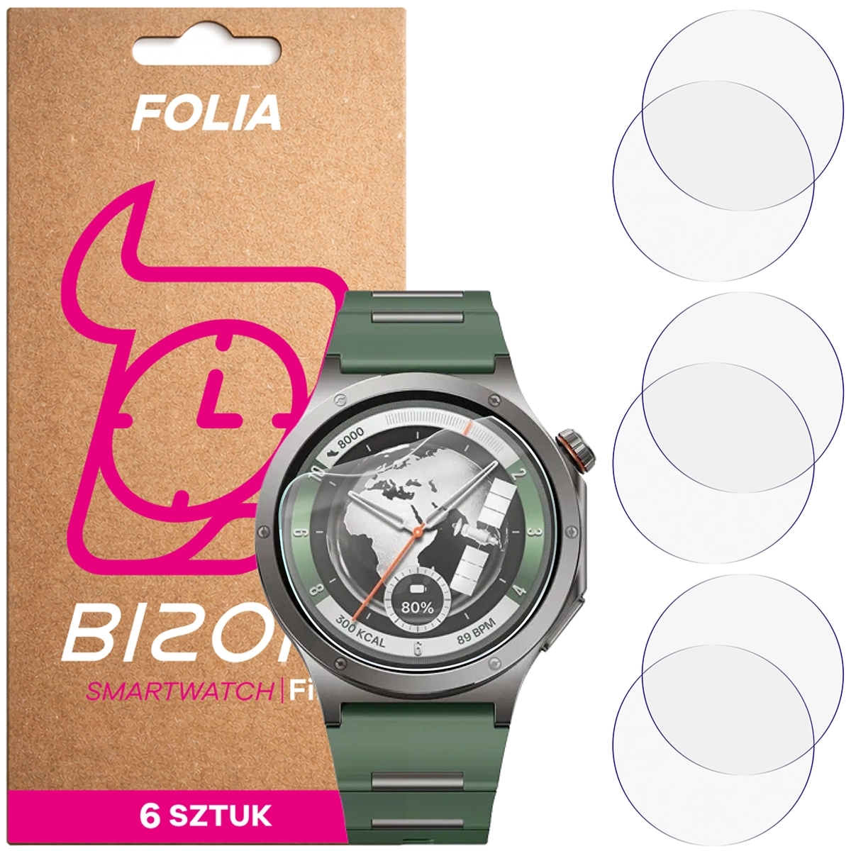 Folia ochronna na ekran zegarka Bizon Watch Film HydroFlex do OnePlus Watch 4, 6 sztuk