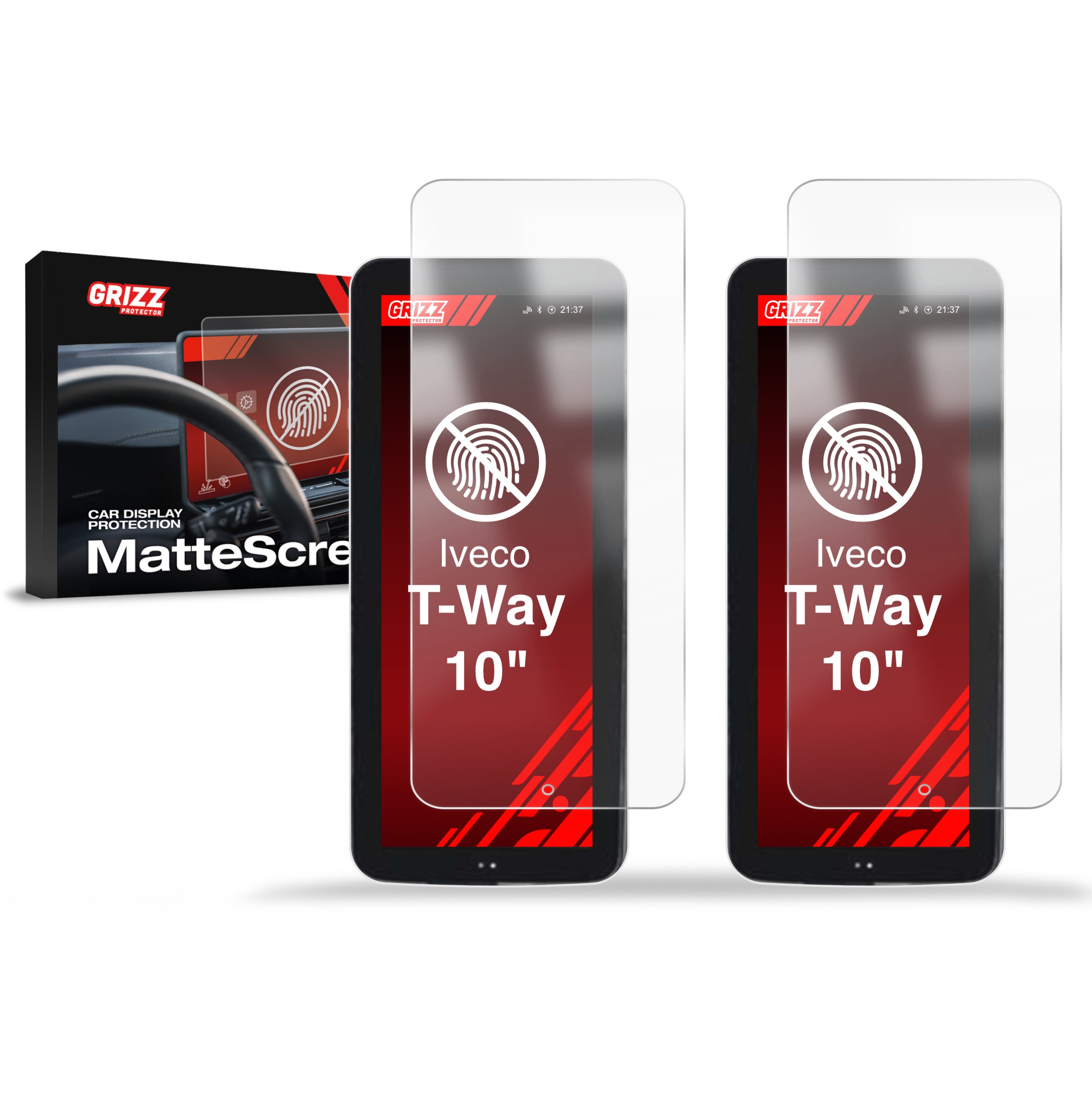 2w1 Folia antyodciskowa Grizz Protector na ekran IVECO T-Way 10″ Mirrors (2024-2026), matowa