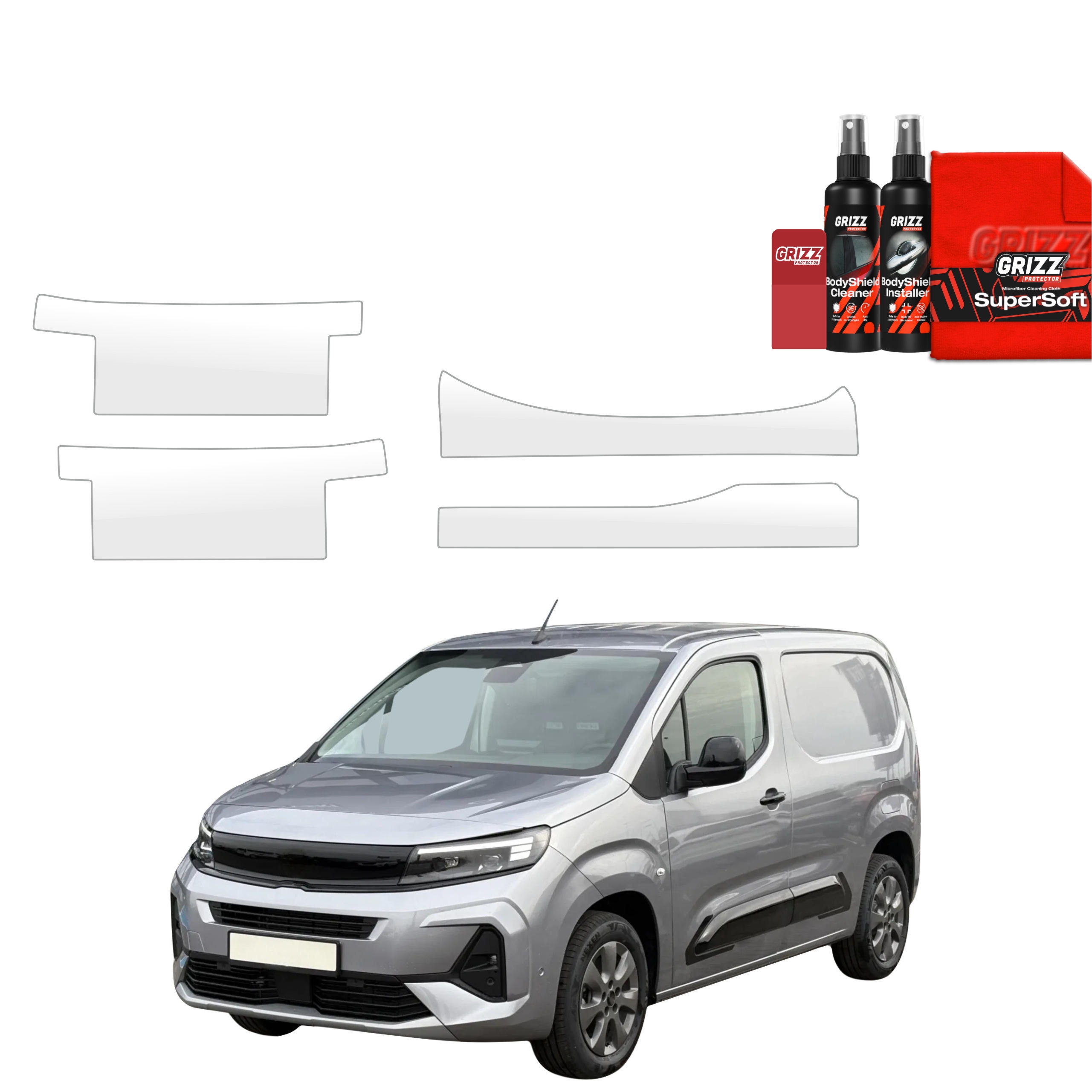 4w1 Bezbarwna folia ochronna Grizz Protector na progi Opel Combo Cargo (2018-2026)