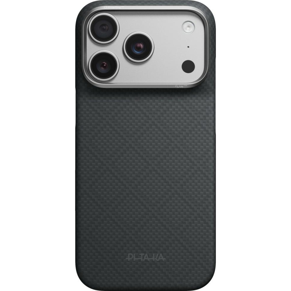 Etui aramidowe Pitaka Edge Ultra-Slim Case PitaTap do MagSafe, do iPhone 18 Pro / 17 Pro, czarno-szare ze wzorem w romby