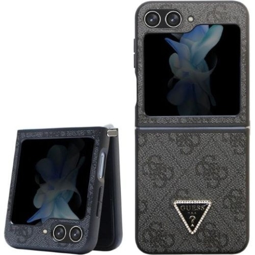 Image of Etui Guess Hardcase Leather 4G Diamond Triangle do Galaxy Z Flip5, czarne