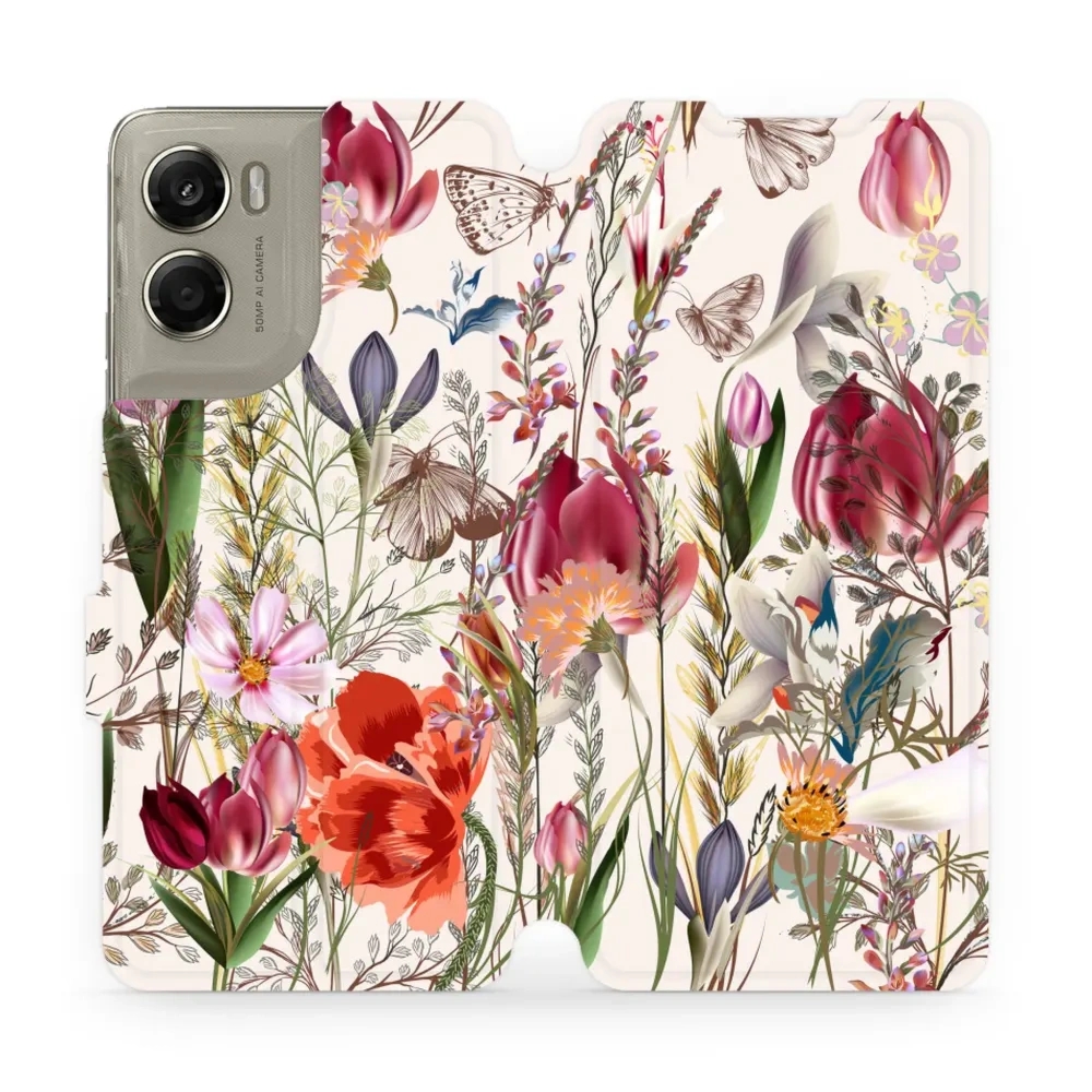 Etui z klapką do Motorola Moto G06 4G / Motorola Moto G06 Power 4G, Mobiwear Book, bukiet kwiatów