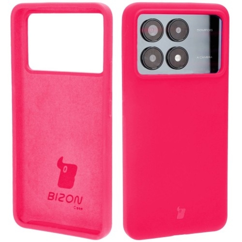 Image of Silikonowe etui Bizon Soft Case do Xiaomi Poco F6 Pro, neonowo-różowe