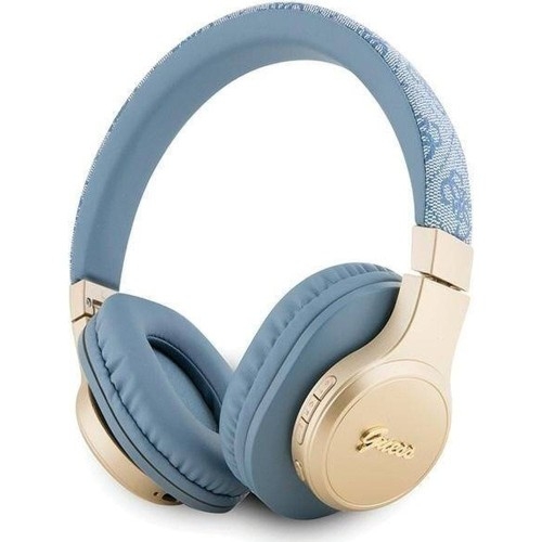 Image of Bezprzewodowe słuchawki nauszne Guess 4G Metal Logo Bluetooth, niebieskie