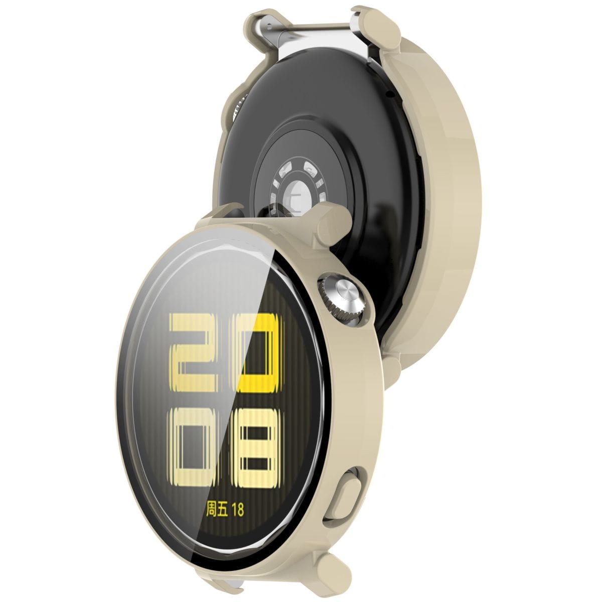 Etui ze szkłem do zegarka Bizon Case Watch Adamo do Huawei Watch GT 5 Pro 42 mm beżowe