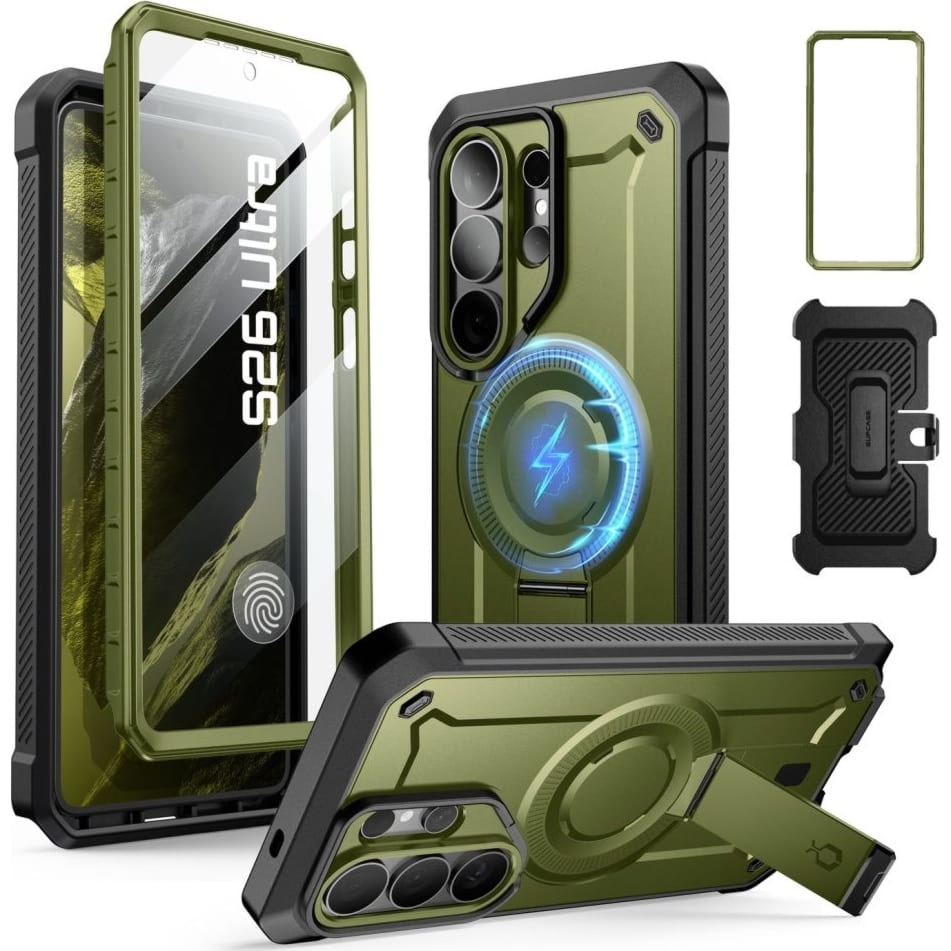 Etui pancerne Supcase UB Pro MagSafe SP+noSP do Galaxy S26 Ultra, zielono-czarne