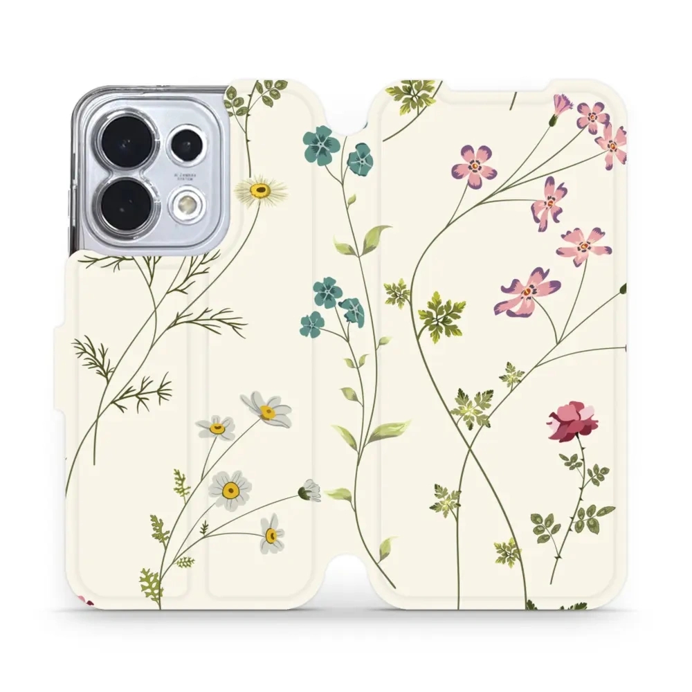 Etui z klapką do Oppo Reno16 5G, Mobiwear Book, polne kwiaty