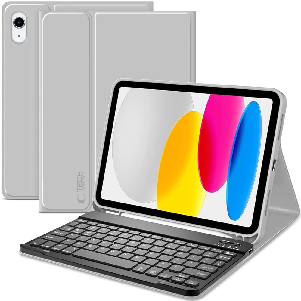 Image of Etui z klawiaturą Tech-Protect SC Pen + Keyboard do iPad 11 / 10 gen. 2025 / 2022, szare