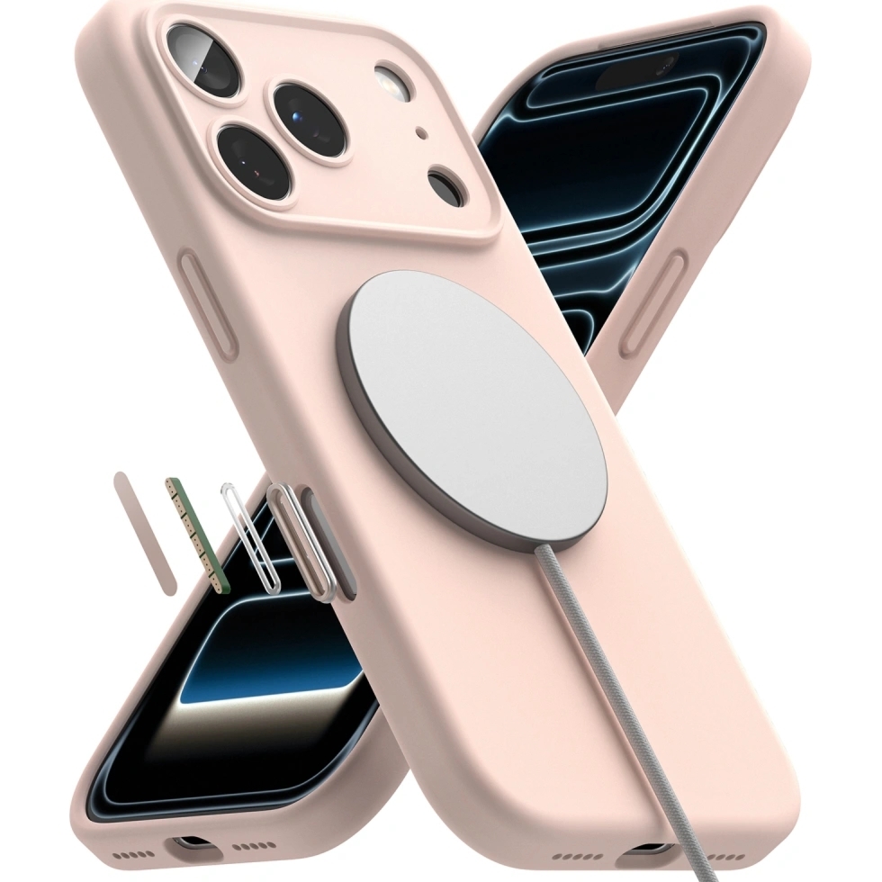 Etui Ringke Silicone Magnetic CC do MagSafe do iPhone 18 Pro Max / 17 Pro Max, jasnoróżowe