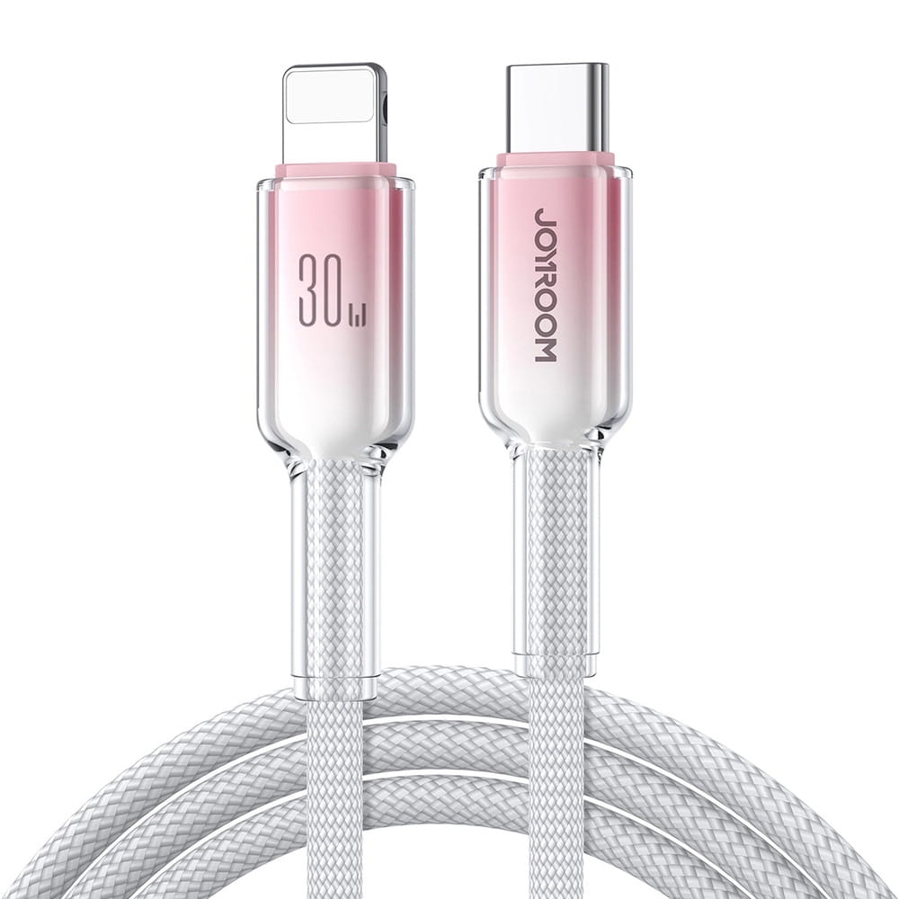 Image of Kabel do ładowania / transmisji danych Joyroom Crystal-Clear Series USB-C do Lightning, 30W PD, 1.2m, biały
