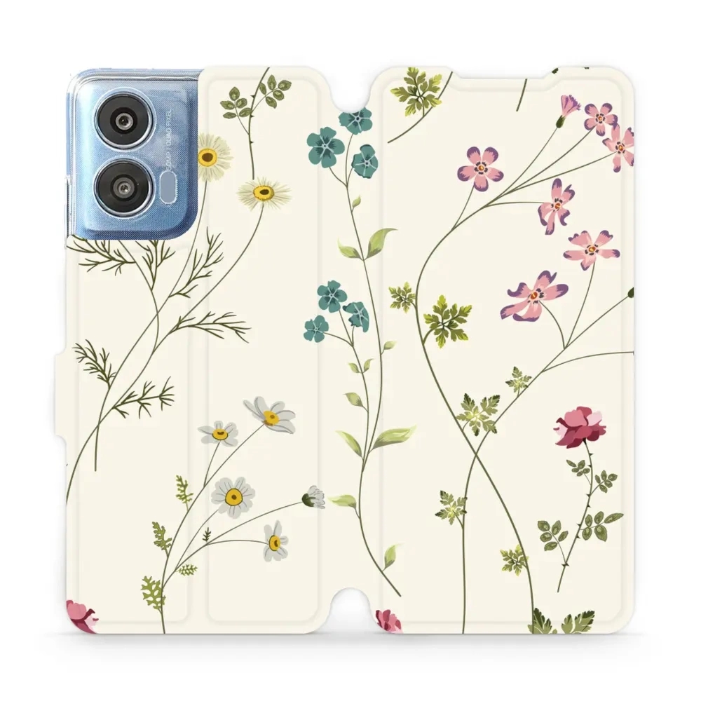 Etui z klapką do Motorola Moto G04, Mobiwear Book, polne kwiaty