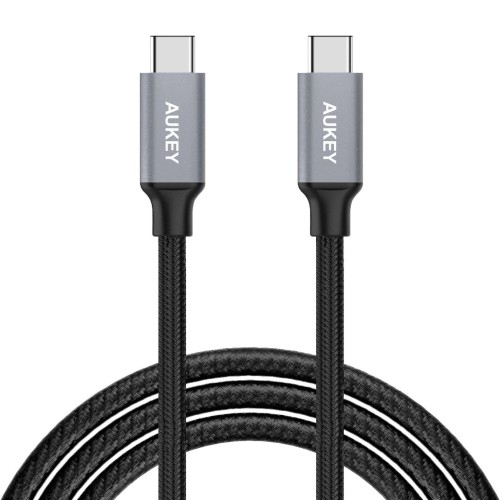 Image of Kabel nylonowy Aukey USB-C do USB-C, PD, 480Mbps, 1m, czarny