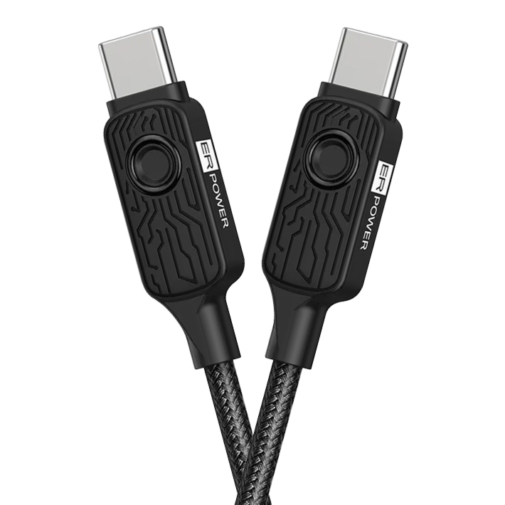 Kabel USB-C – USB-C z blokadą transmisji danych, ERPOWER DataBlocker Cable, 100W, 1.5 m, oplatany, czarny