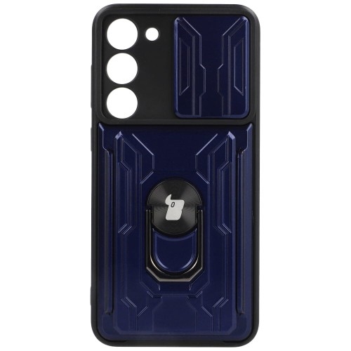 Image of Etui Bizon Case Camshield Card Slot Ring do Galaxy S23 Plus, granatowe