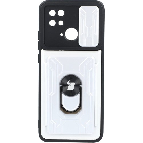 Image of Etui Bizon Case Camshield Card Slot Ring do Xiaomi Redmi 10C, białe