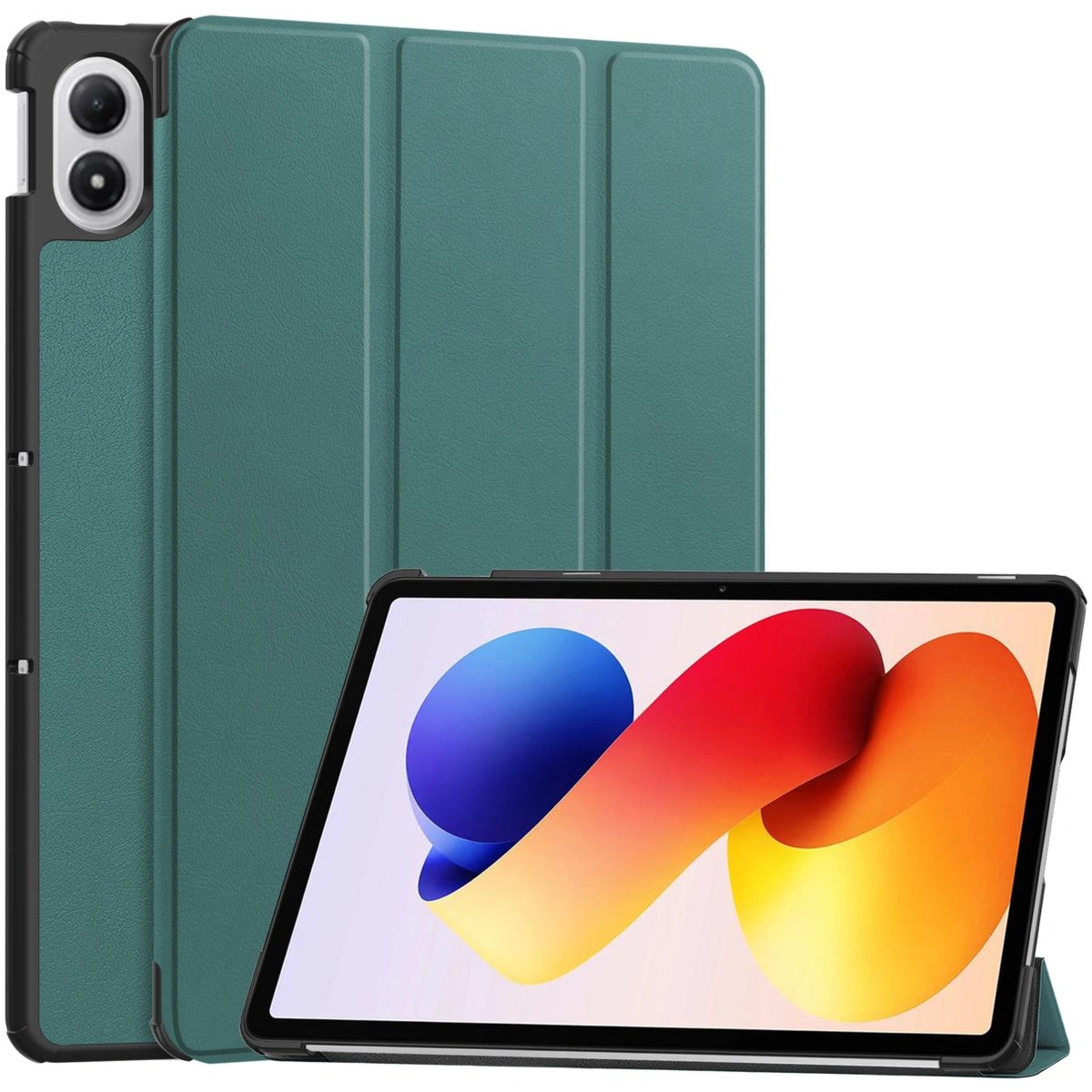 Etui z klapką Bizon Case Tab Croc do Xiaomi POCO Pad M1 / Redmi Pad 2 Pro, ciemnozielone