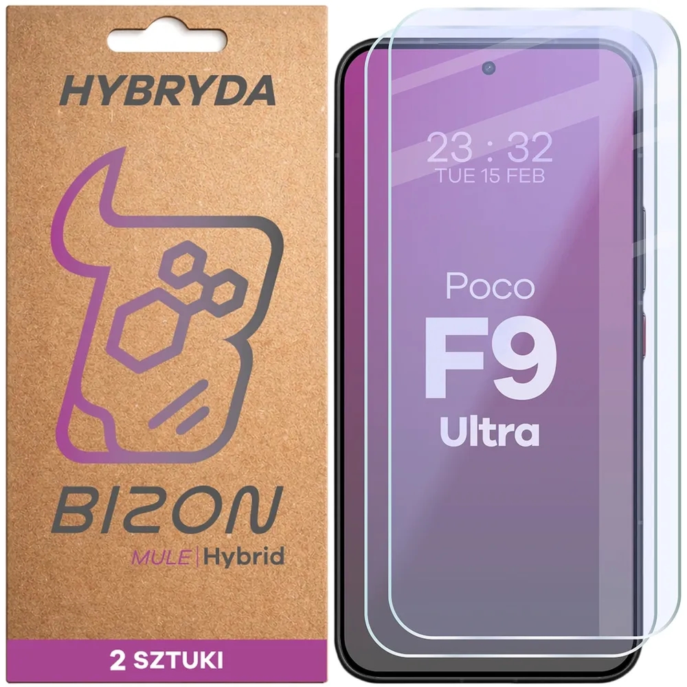 Elastyczne szkło hybrydowe Bizon Hybrid Mule Duo do Xiaomi POCO F9 Ultra, 2 sztuki