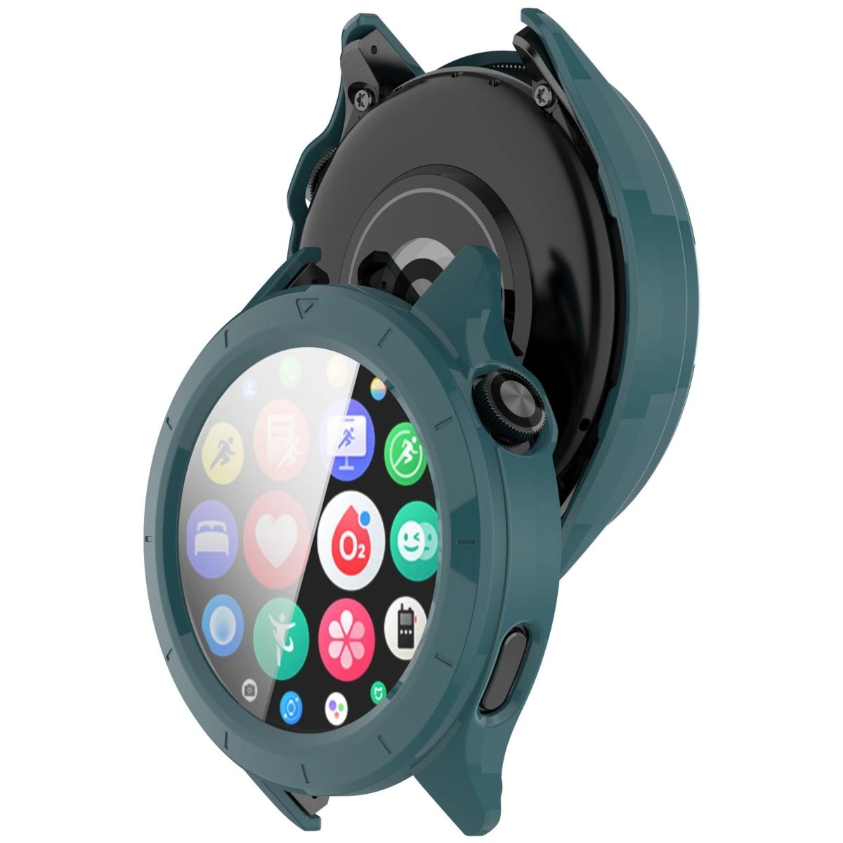 Etui ze szkłem do zegarka Bizon Case Watch Adamo do Xiaomi Watch S4, zielone