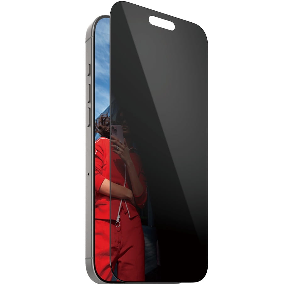Image of Szkło hartowane na cały ekran PanzerGlass Ultra-Wide Fit Privacy + EasyAligner do iPhone 16 Pro Max, przyciemniane z czarną ramką