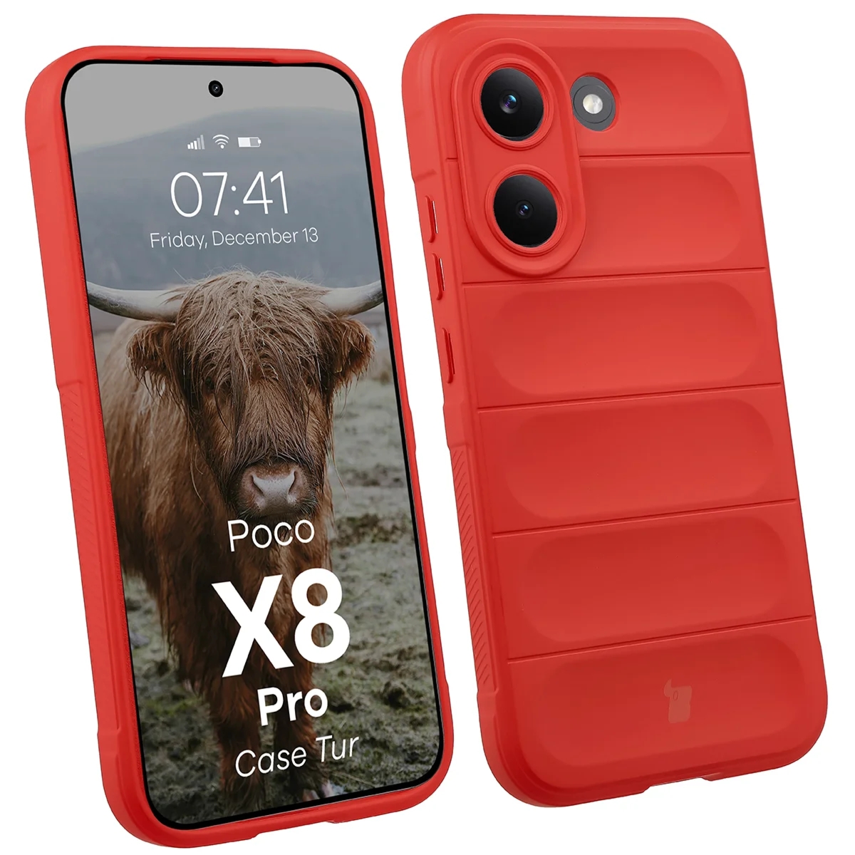 Pancerne etui Bizon Case Tur do Xiaomi POCO X8 Pro, czerwone