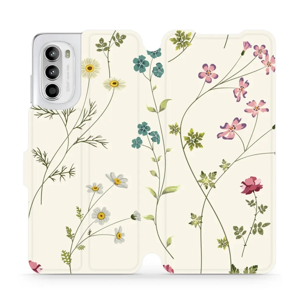 Etui z klapką do Motorola Moto G52, Mobiwear Book, polne kwiaty