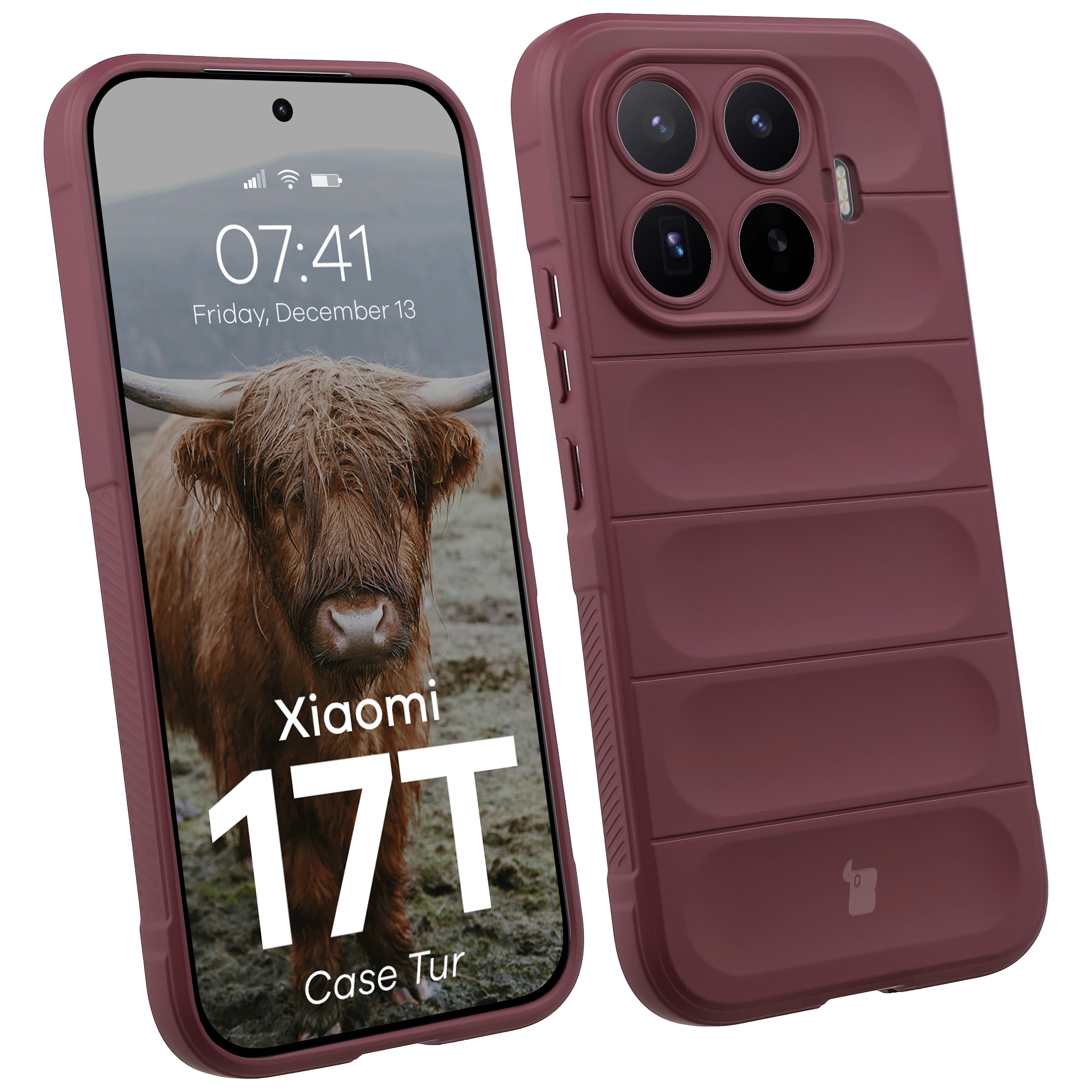 Pancerne etui Bizon Case Tur do Xiaomi 17T, burgundowe